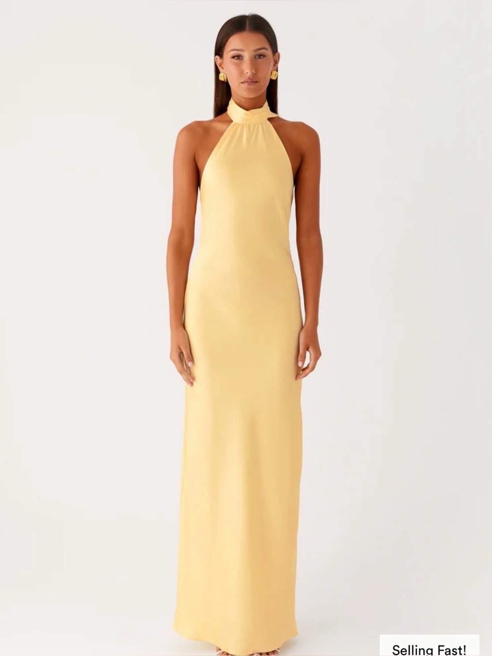Peppermayo Butter Yellow Satin Maxi Dress
